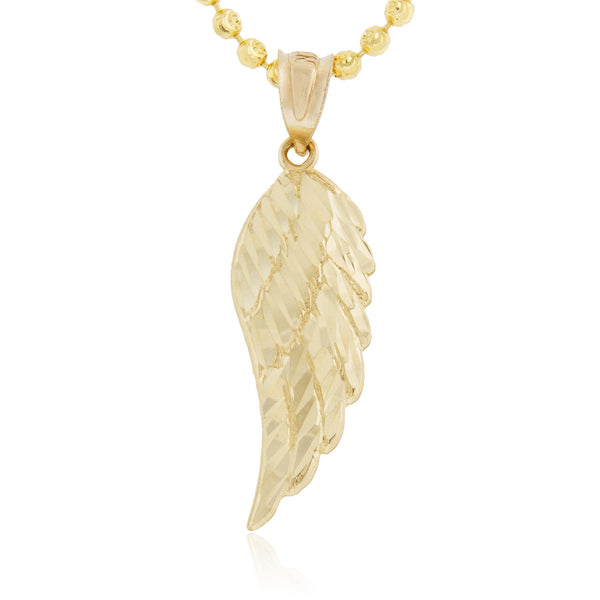 10K Yellow Gold Medium Angel Wing Pendant Necklace