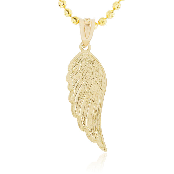 10K Yellow Gold Medium Angel Wing Pendant Necklace