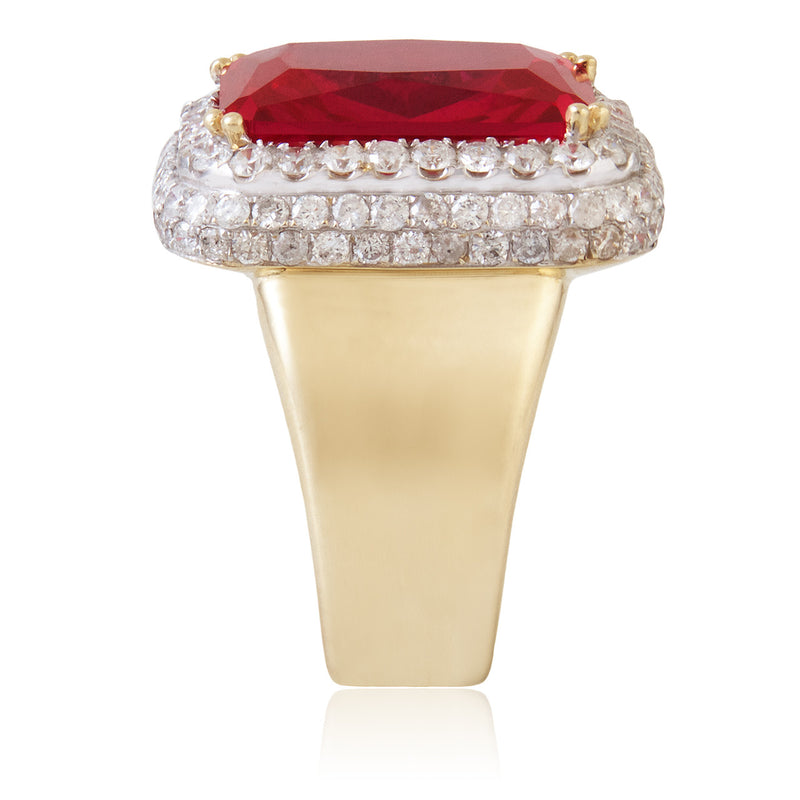10k Yellow Gold 3.13ct Men's Diamond and Ruby Ring
