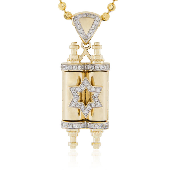 10K Yellow Gold .96ct Diamond Torah Pendant