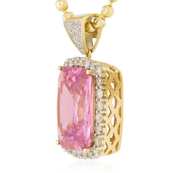 10k Yellow Gold 1.65ct Diamond Pink Sapphire Pendant