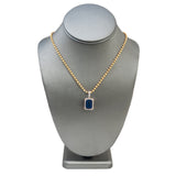 10k Yellow Gold .50ct Diamond Blue Sapphire Pendant