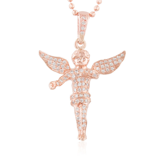 10k Rose Gold 1.25ct Diamond Angel Pendant