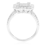 18k White Gold 1.55ct Square Baguette Cluster Diamond Engagement Ring