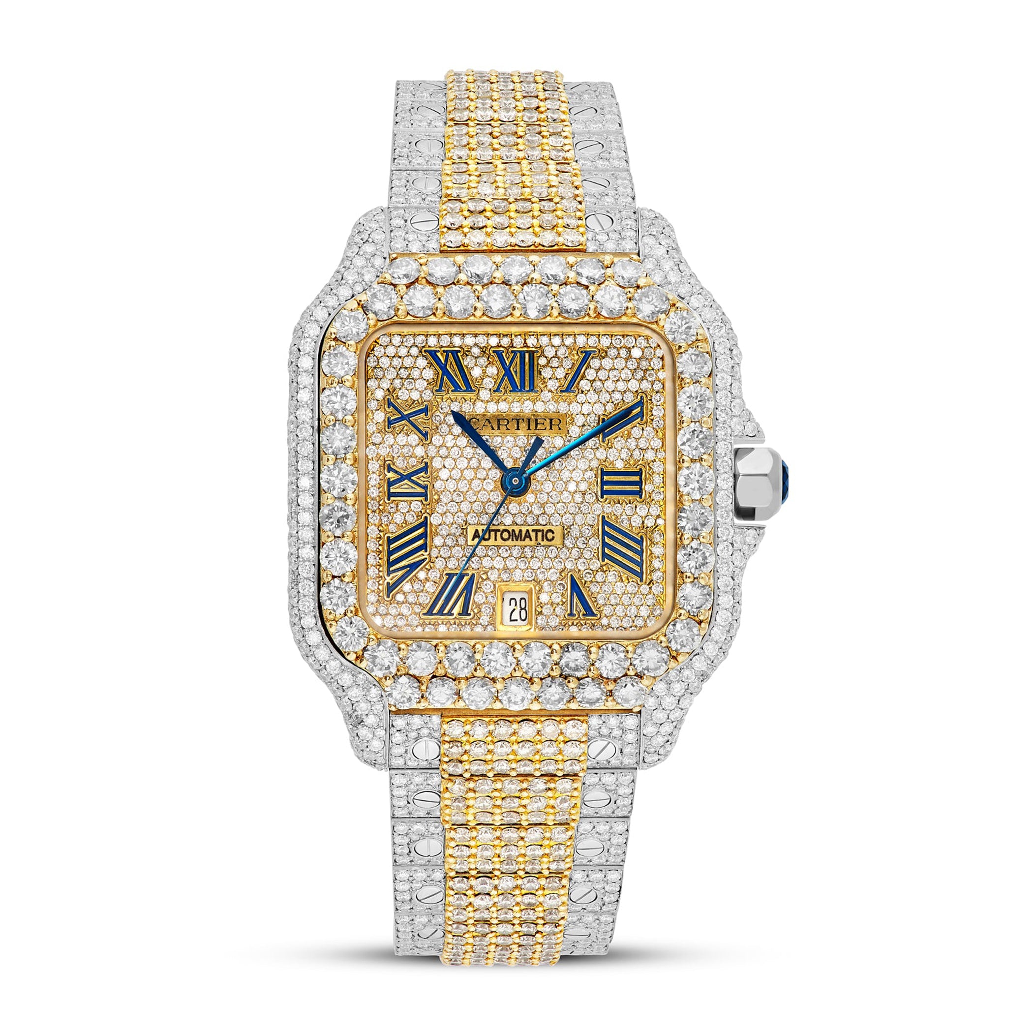 Cartier Santos Fully Iced Out 40 mm, Two Tone 25 Carats – SHYNE