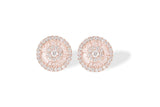 10k Gold Diamond Halo Stud Earrings with Baguette Diamonds