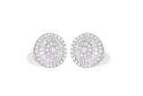 10k Gold Diamond Halo Stud Earrings with Baguette Diamonds