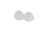 10k Gold Diamond Halo Stud Earrings with Baguette Diamonds