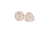 10k Gold Diamond Halo Stud Earrings with Baguette Diamonds