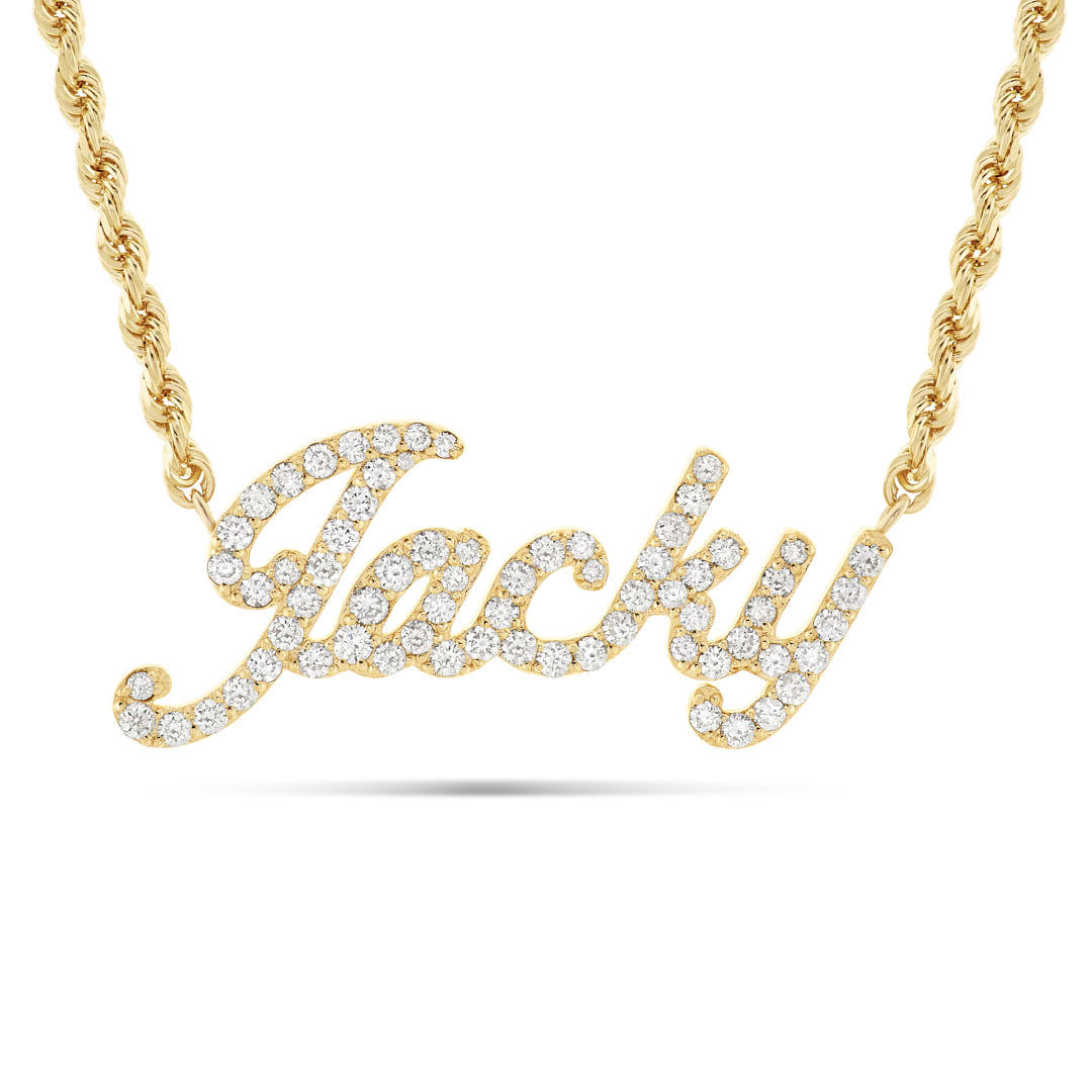 Customizable Gold & Diamond Cursive Name Necklace – SHYNE JEWELERS