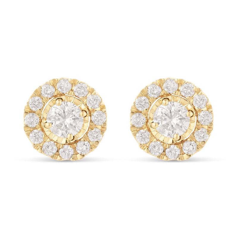 14k Gold Cluster Diamond Stud Earrings