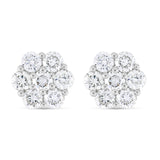 0.75 ct Diamond Flower Stud Earrings in 18 karat White Gold