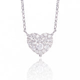 14k White Gold 0.30ct Diamond Cluster Heart Necklace