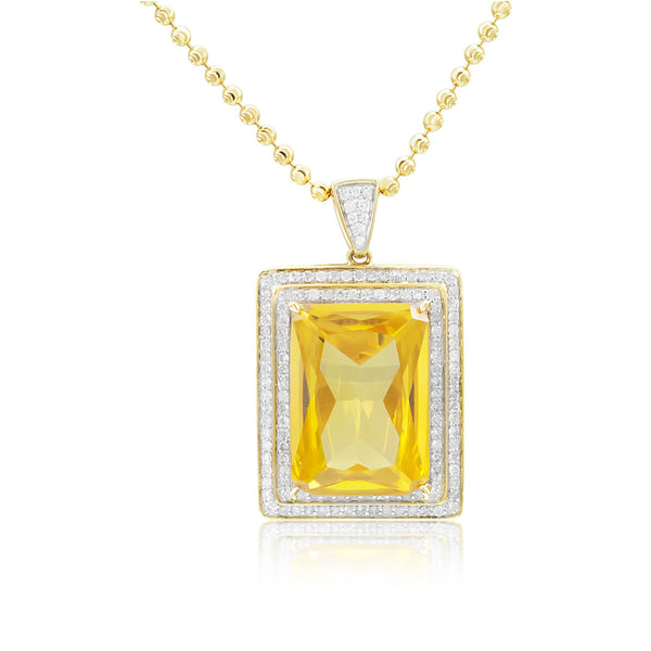 10k Yellow Gold .80ct Diamond Yellow Sapphire Pendant