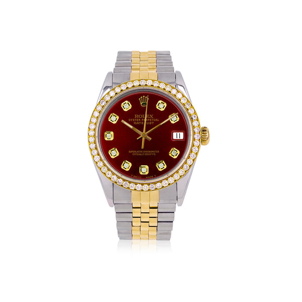 Rolex DateJust 36mm Gold and Steel with Custom Diamond Dial
