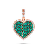 Diamond & Green Emerald Heart Pendant