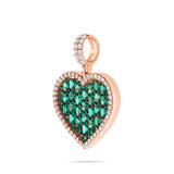 Diamond & Green Emerald Heart Pendant
