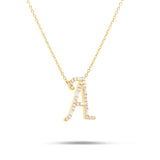 10K Gold 1.75ct Baguette & Round Diamond Initial Necklace