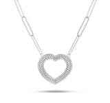 10K White Gold 3.23ct Diamond Heart Pendant Necklace