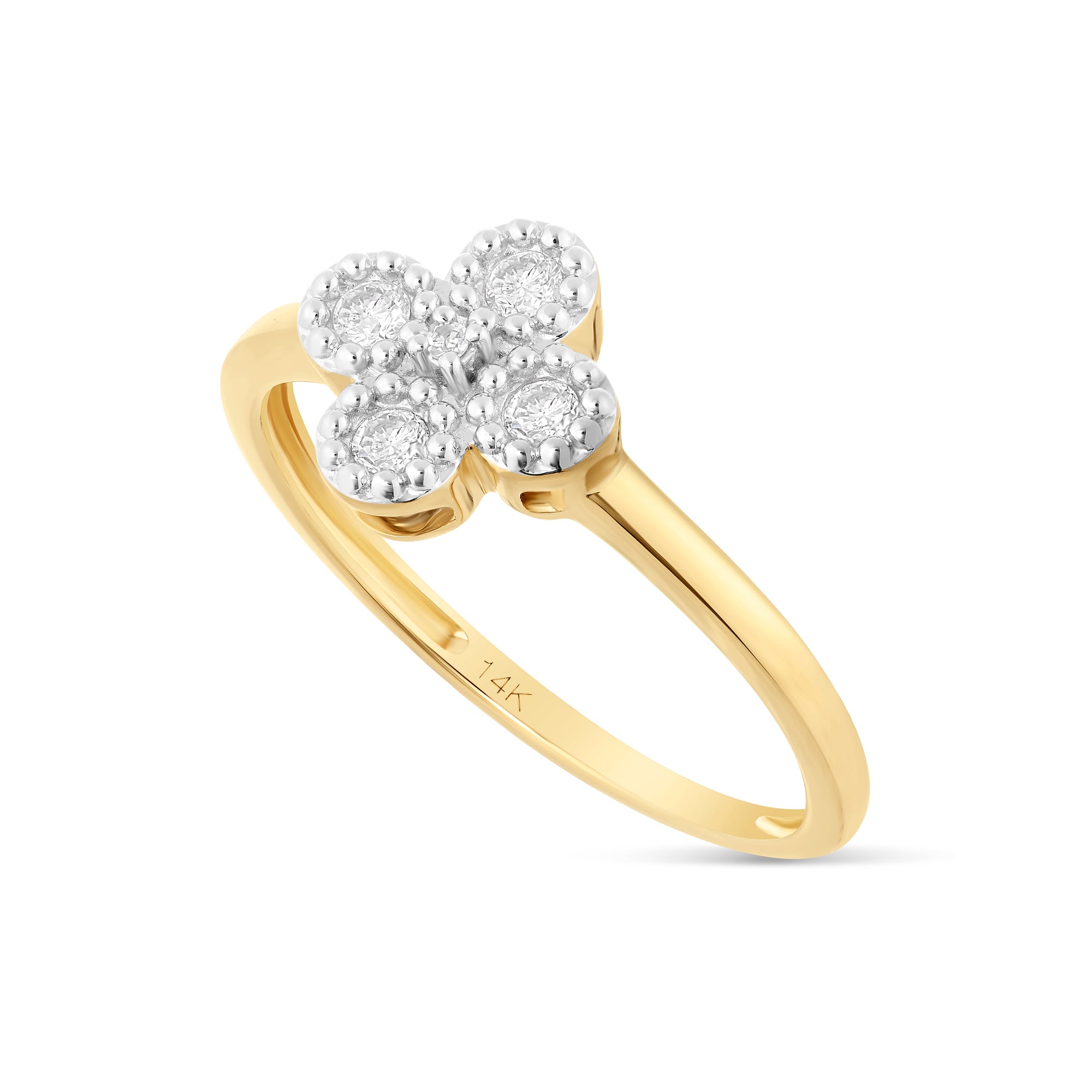 Diamond Double Clover Ring in 14K Gold