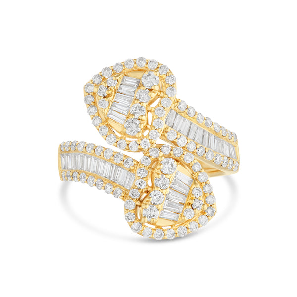 14k Gold Baguette Diamond Heart Wrap Ring