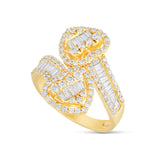 14k Gold Baguette Diamond Heart Wrap Ring