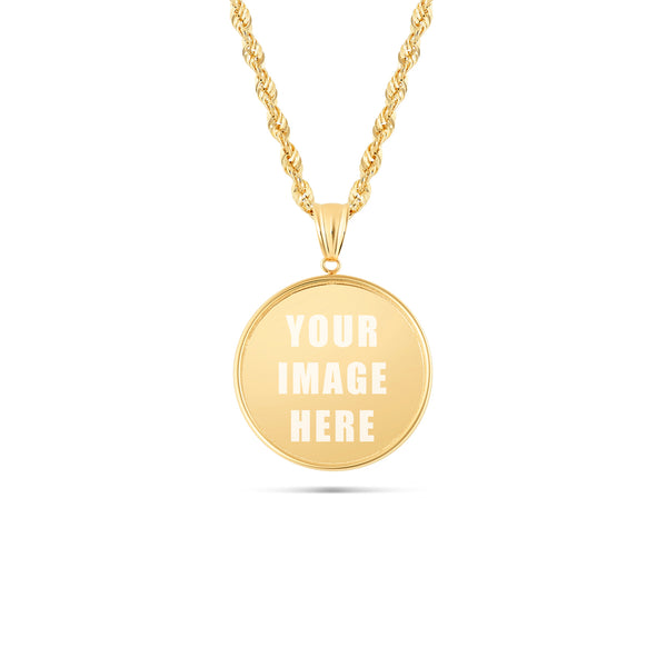 14K Gold Small Flat Picture Pendant