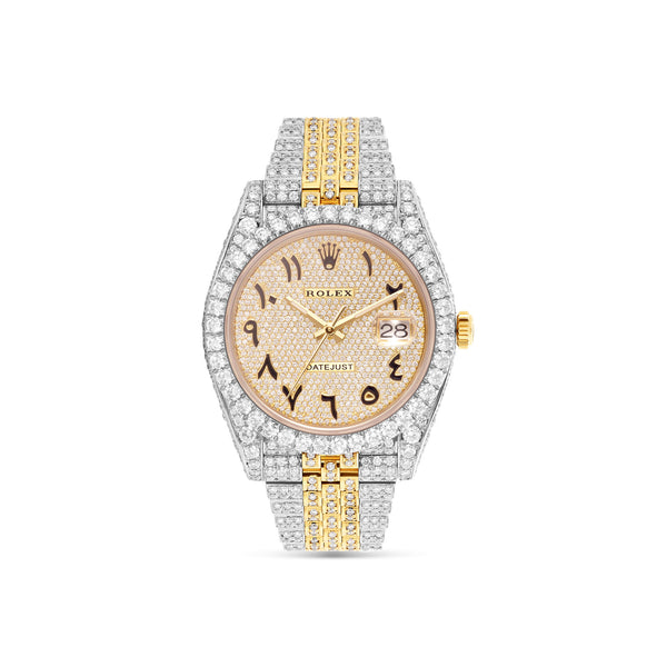 Iced Out Rolex DateJust 36 mm with Full Diamond Arabic Dial; 10 carats