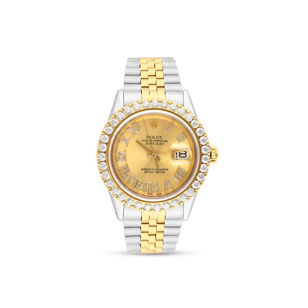 Men's Diamond Watch Rolex DateJust 36mm Two-Tone; Champagne Dial