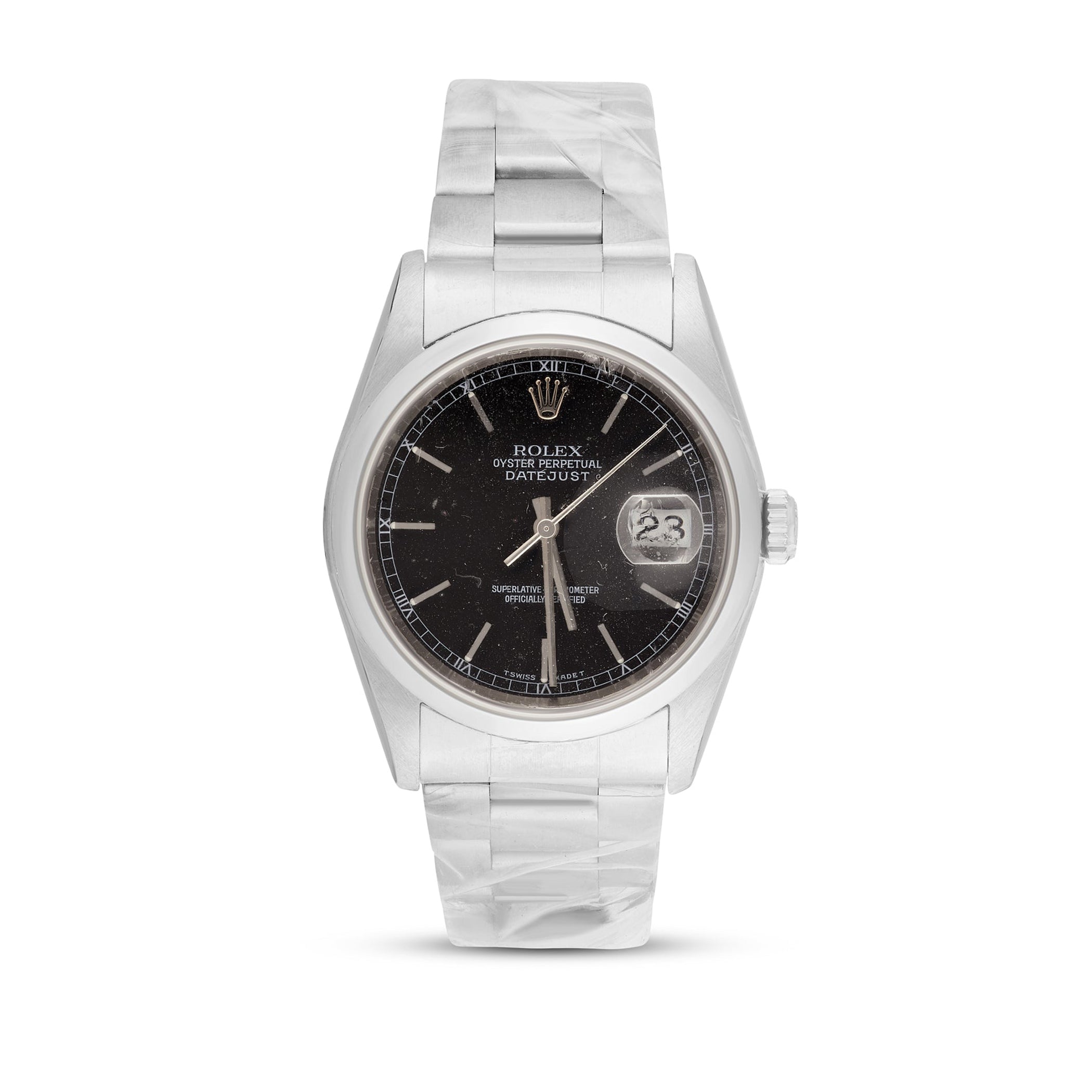 Rolex DateJust 36 mm with Oyster Bracelet & Black Dash Dial; 16200