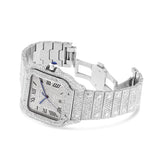 Full Diamond Santos de Cartier Watch with Silver Dial