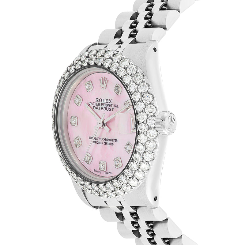 Women's Rolex DateJust 36 mm with Pink Dial & Two-Row Diamond Bezel; 16200