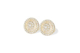 10k Gold Diamond Halo Stud Earrings with Baguette Diamonds