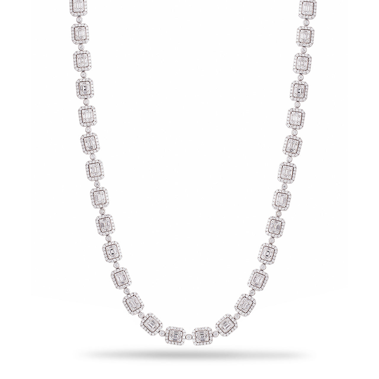 14k White Gold 14.02ct Diamond Baguette Necklace Shyne Jewelers™