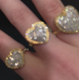 Large 14k Gold Baguette Diamond Heart Ring