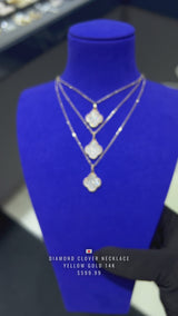 14k Gold Diamond Clover Necklace