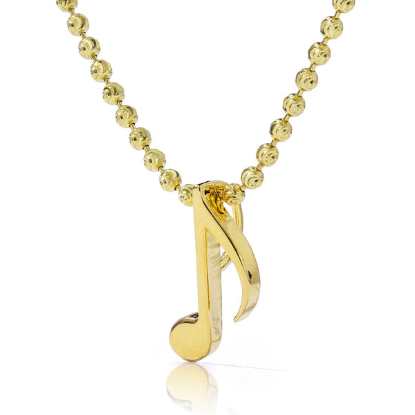 14k Yellow Gold Eighth Note Music Pendant