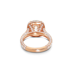 Custom 18K Rose Gold 4.6ct Square Halo Round Diamond Ring
