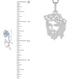 14k White Gold 1.51ct Stencil Jesus Head Pendant