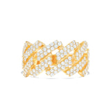 10K Half Diamond Cuban Ring - Shyne Jewelers Yellow Gold Shyne Jewelers