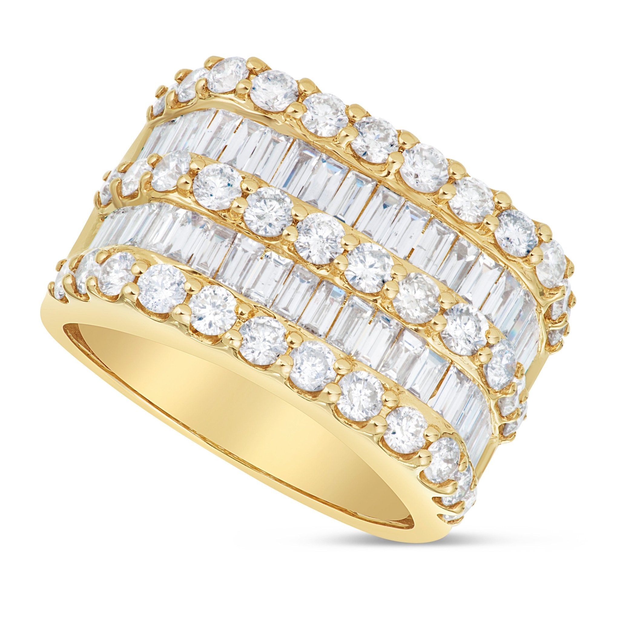 14K Gold 4.12ct Baguette Diamond Half Eternity Statement Ring – SHYNE ...