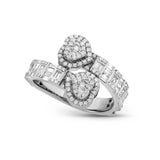 Baguette Double Heart Diamond Wrap Ring - Shyne Jewelers BAGHEARTRING_1 White Gold Shyne Jewelers