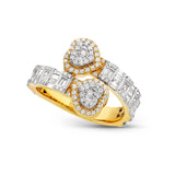 Baguette Double Heart Diamond Wrap Ring - Shyne Jewelers BAGHEARTRING_1 Yellow Gold Shyne Jewelers