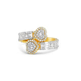 Baguette Double Heart Diamond Wrap Ring - Shyne Jewelers BAGHEARTRING_1 Yellow Gold Shyne Jewelers