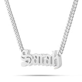 Custom Solid Gold Name Necklace, Small - Shyne Jewelers White Gold 10KT Olde English Shyne Jewelers