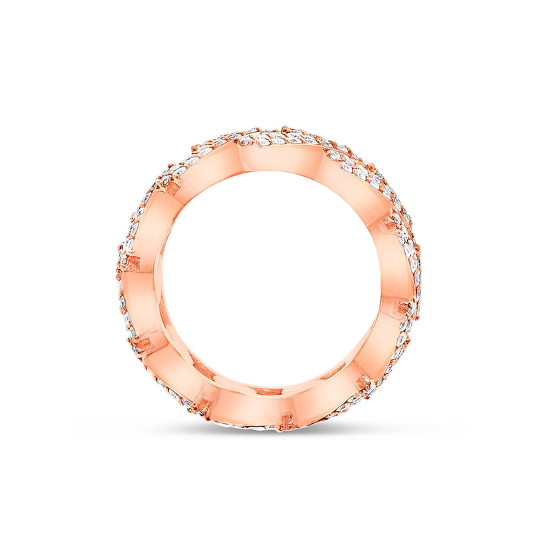 Diamond Cuban Link Ring - Shyne Jewelers 135-00081 Rose Gold 4 Shyne Jewelers