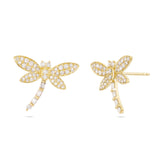 Diamond Dragon Fly Stud Earrings - Shyne Jewelers 150-00210 Yellow Gold Shyne Jewelers