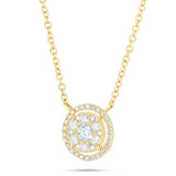 Diamond Halo Cluster Necklace - Shyne Jewelers L1216899 Yellow Gold Shyne Jewelers