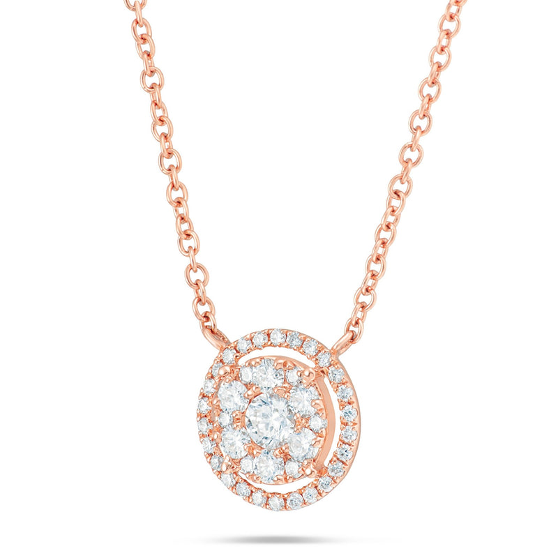 Diamond Halo Cluster Necklace - Shyne Jewelers L1216899 Rose Gold Shyne Jewelers