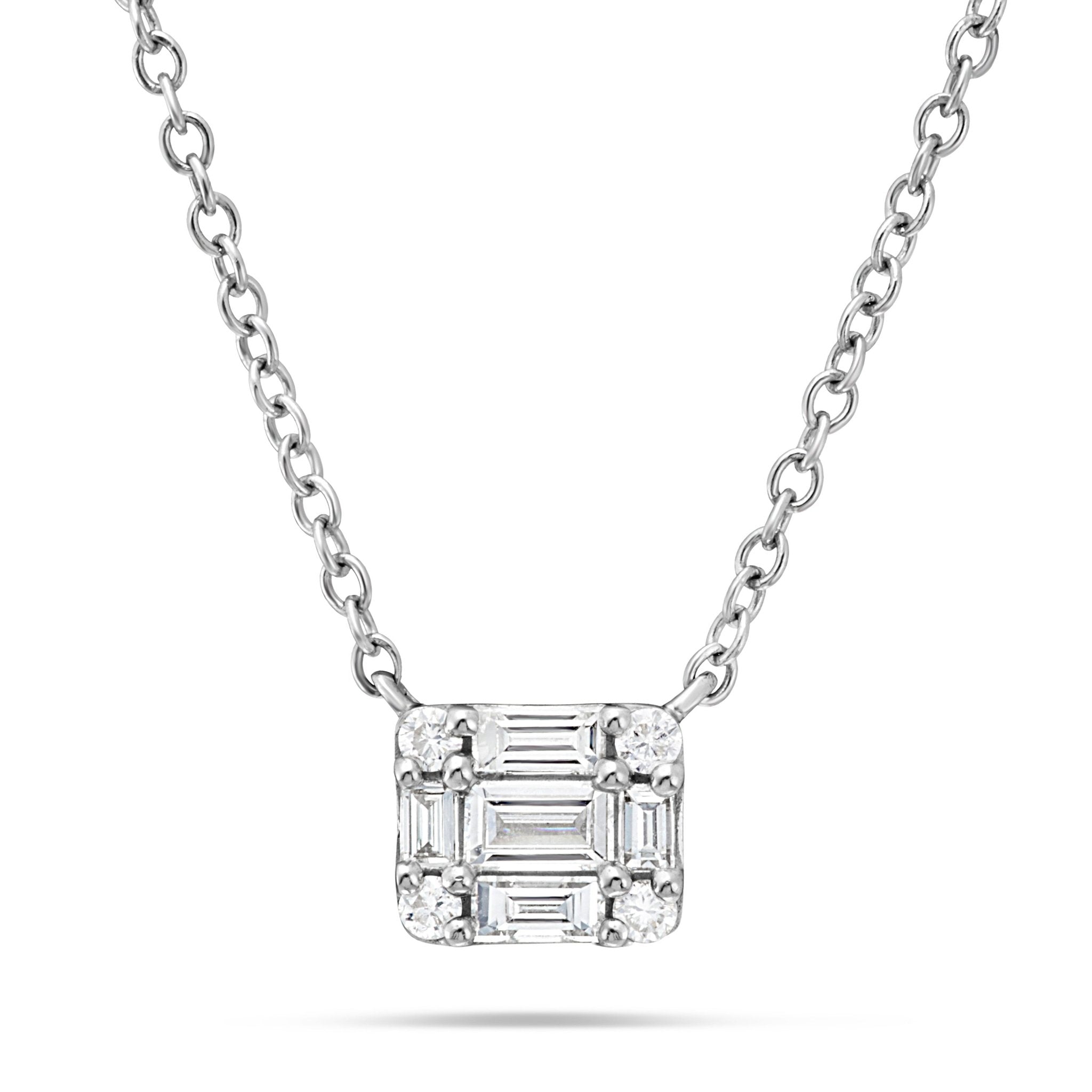 Diamond Rectangle Baguette Necklace Shyne Jewelers